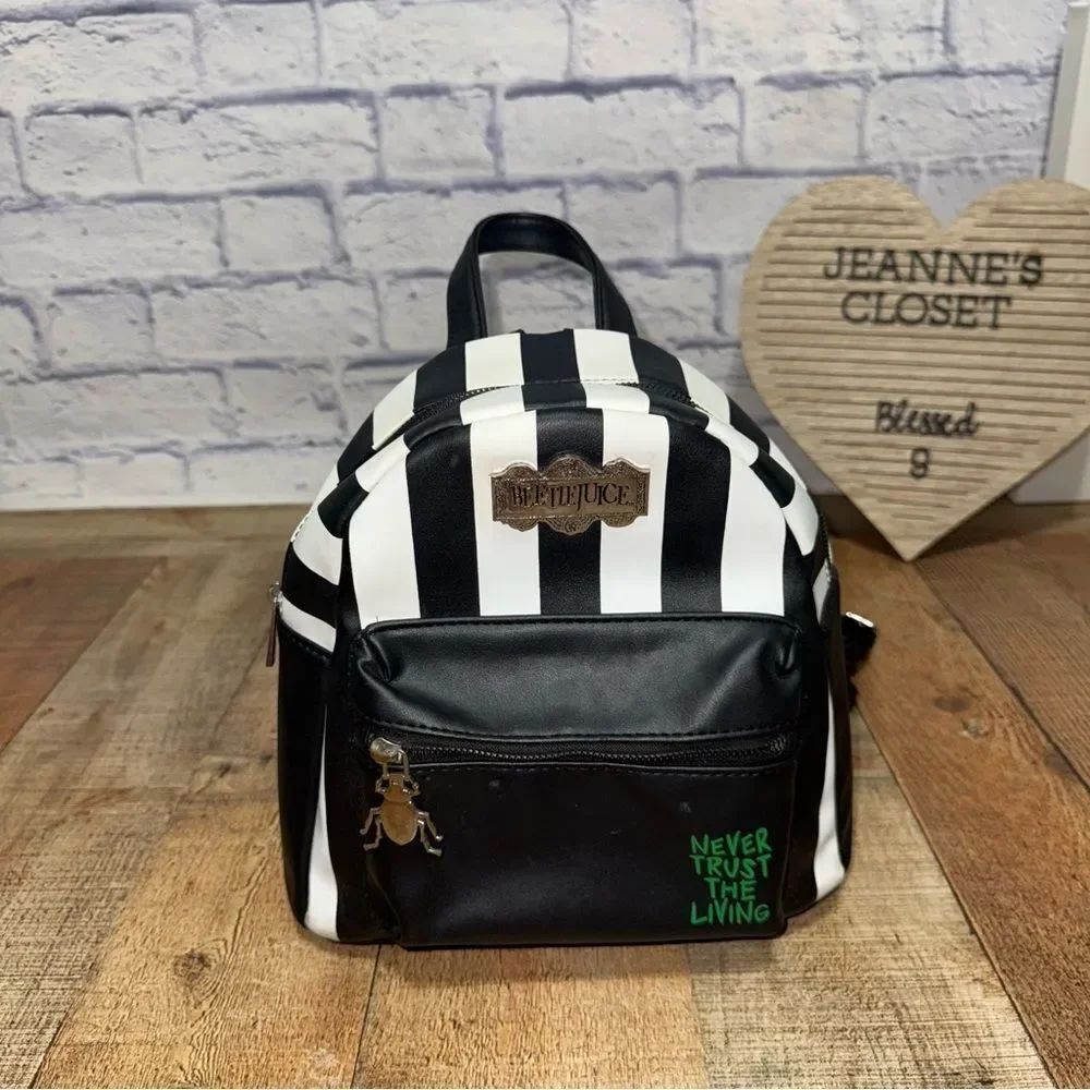 Beetlejuice Stripe Never Trust Living Mini Backpack